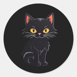 Comic-Halloween-Schwarze-Katzen-Aufkleber Runder Aufkleber