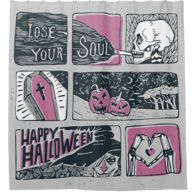 Comic Halloween: Spaß-Illustration Duschvorhang (Vorderseite)