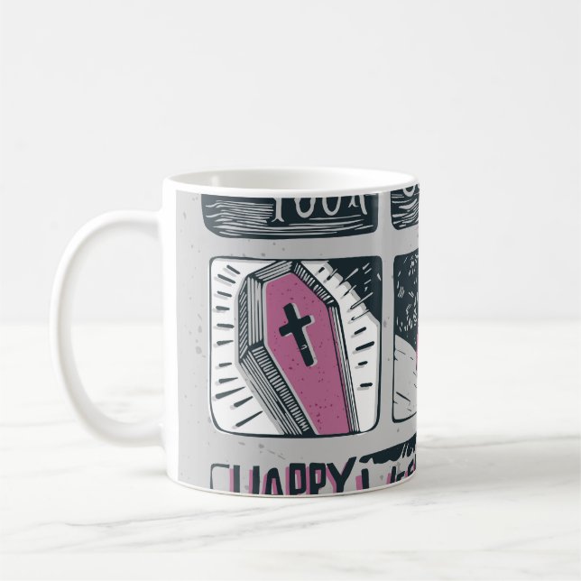 Comic Halloween: Spaß-Illustration Kaffeetasse (Links)