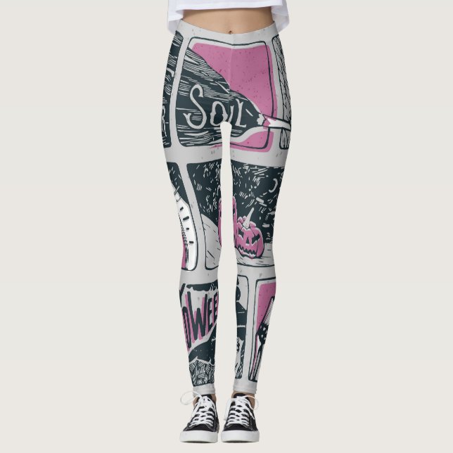 Comic Halloween: Spaß-Illustration Leggings (Vorderseite)