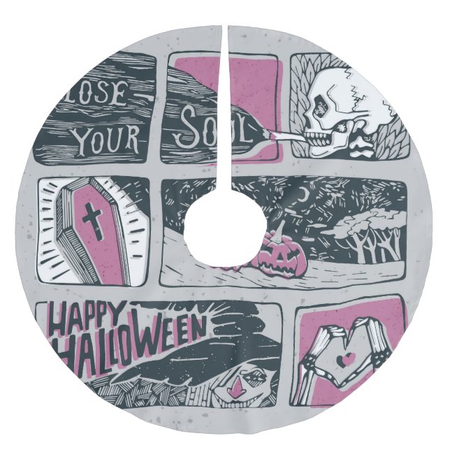 Comic Halloween: Spaß-Illustration Polyester Weihnachtsbaumdecke (Vorderseite)