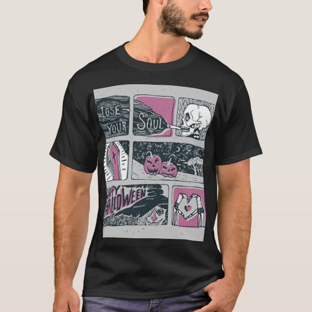 Comic Halloween: Spaß-Illustration T-Shirt (Vorderseite)