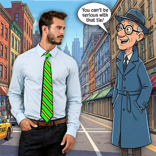 Comic-Halstuch Grün mit Gelben Streifen Krawatte