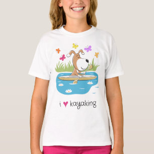 Comic-Hund beim Kayakfahren, Kayak-Wassersport Mäd T-Shirt