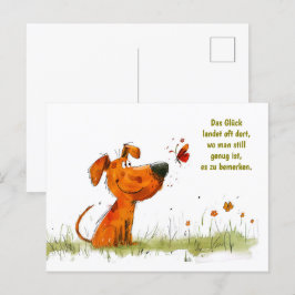 Comic-Hund und Schmetterlingmoment Feiertagspostkarte