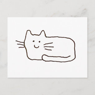 Comic-Katze-Linienzeichnung  Postkarte
