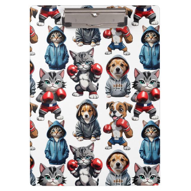 Comic-Katzen-und-Hunde-Design  Klemmbrett (Vorderseite)