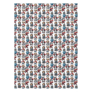 Comic-Katzen-und-Hunde-Design  Tischdecke