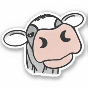 Comic-Kuh schwarz weiß rosa Kuss Lippen landwirtsc Aufkleber