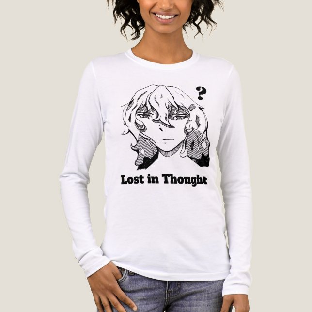 Comic lineart Lost in Thought Tri-Blend Shirt (Vorderseite)