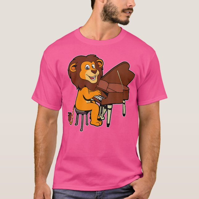 Comic Lion Plays Piano T-Shirt (Vorderseite)