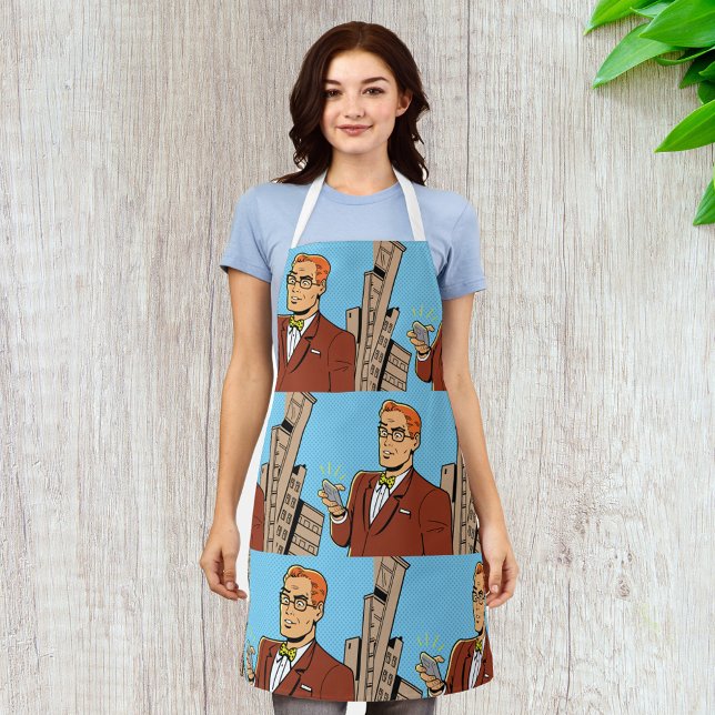 Comic Mann mit Handy Schürze (Von Creator hochgeladen)