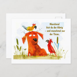 Comic mit Aquarell und zwei Papageien Feiertagspostkarte