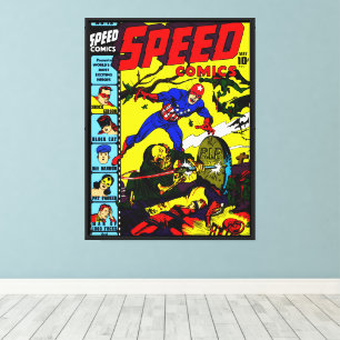 Comic mit GESCHWINDIGKEIT der 40er Jahre - Canvas Leinwanddruck