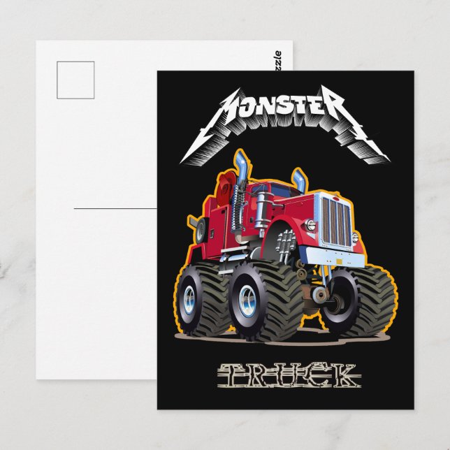 Comic-Monstertruck Postkarte (Vorne/Hinten)
