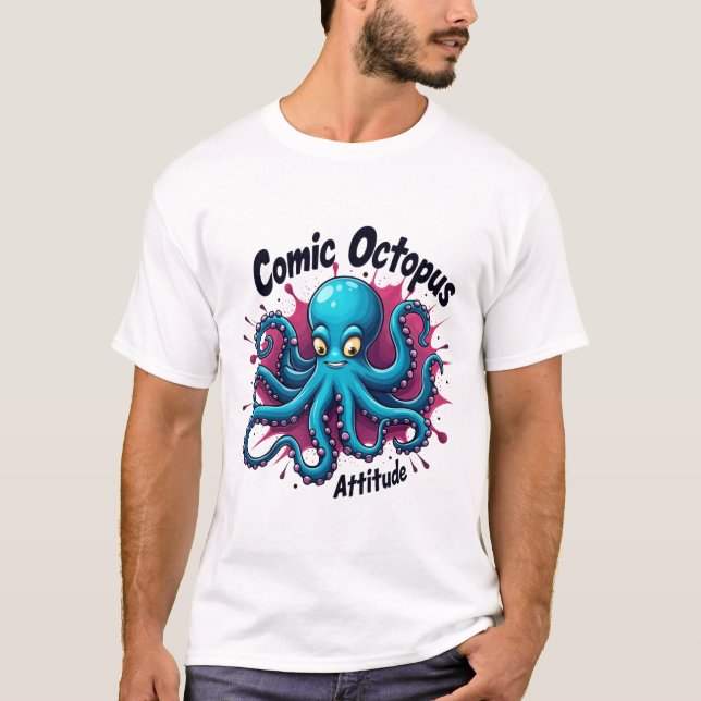 Comic Octopus: Spaß & Quirky Seebad Höhe T-Shirt (Vorderseite)