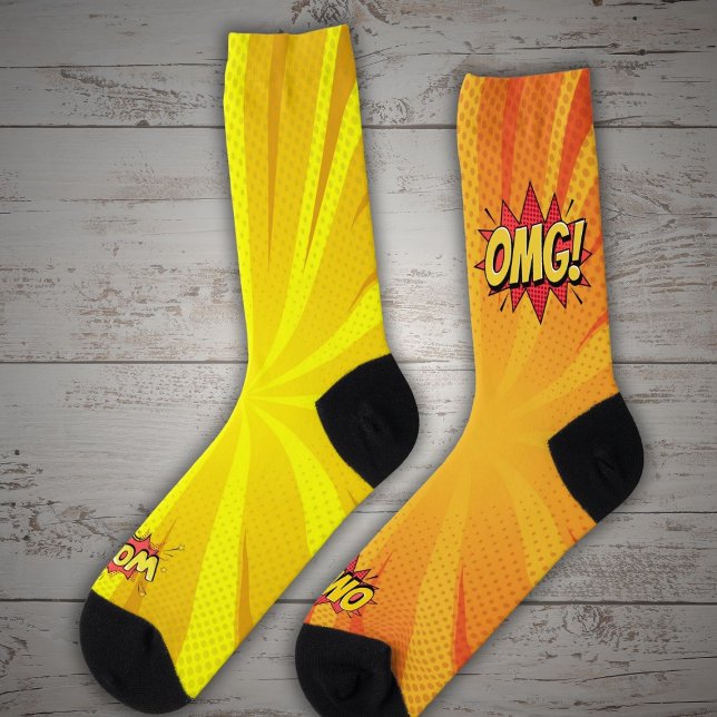Comic Orange OMG Yellow WOW Socken (Von Creator hochgeladen)