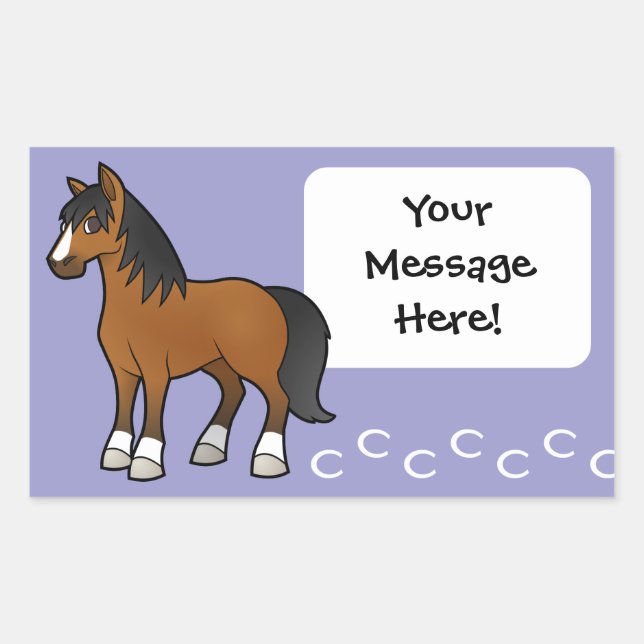 Comic-Pferd Rechteckiger Aufkleber (Vorderseite)
