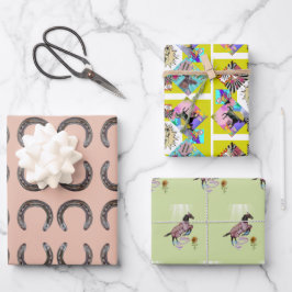 Comic Pferde verpacken Papierblätter Geschenkpapier Set