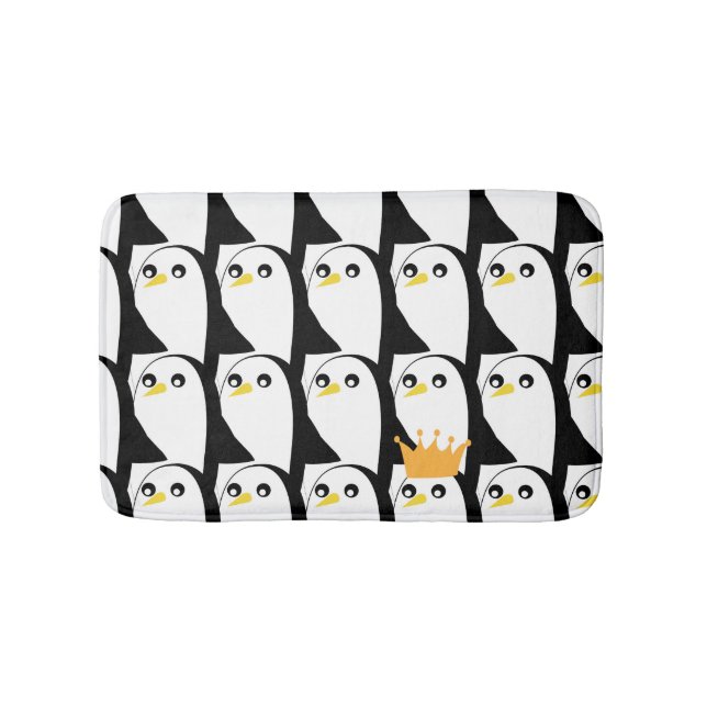 Comic Pinguin: Schwarz-weiß Vintag Badematte (Vorderseite)