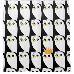 Comic Pinguin: Schwarz-weiß Vintag Duschvorhang