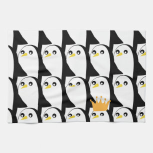 Comic Pinguin: Schwarz-weiß Vintag Geschirrtuch