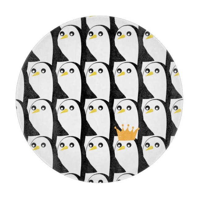 Comic Pinguin: Schwarz-weiß Vintag Schneidebrett (Vorderseite)