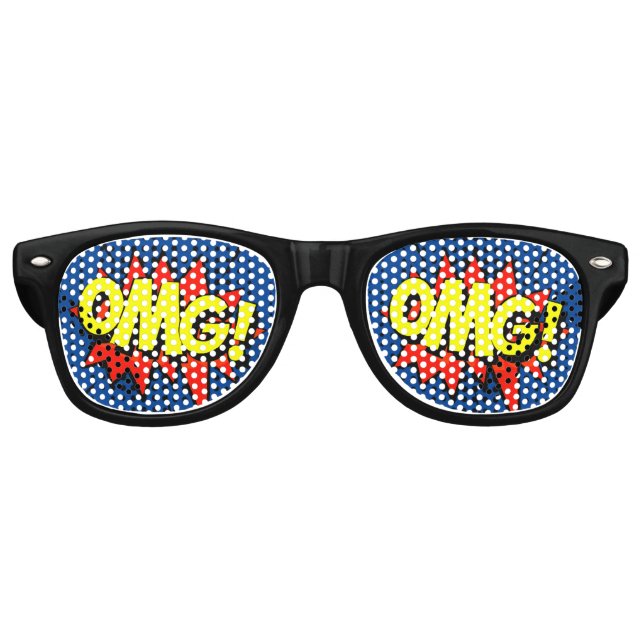 Comic Pop Art Blue Red Yellow OMG Neuartiger Spaß  Partybrille (Vorderseite)