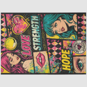 Comic Pop Art Découpage Papier Liebe Stärke Hoffnu