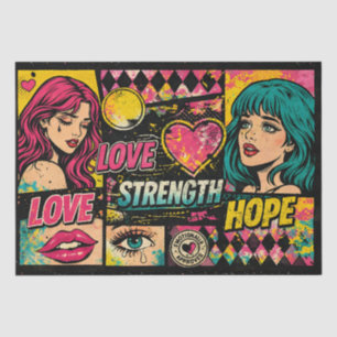 Comic Pop Art Découpage Papier Liebe Stärke Hoffnu