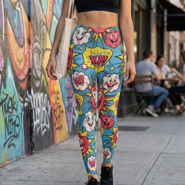 Comic-Pop-Art-Explosion - Cartoon-Spaß-Design Leggings (Von Creator hochgeladen)