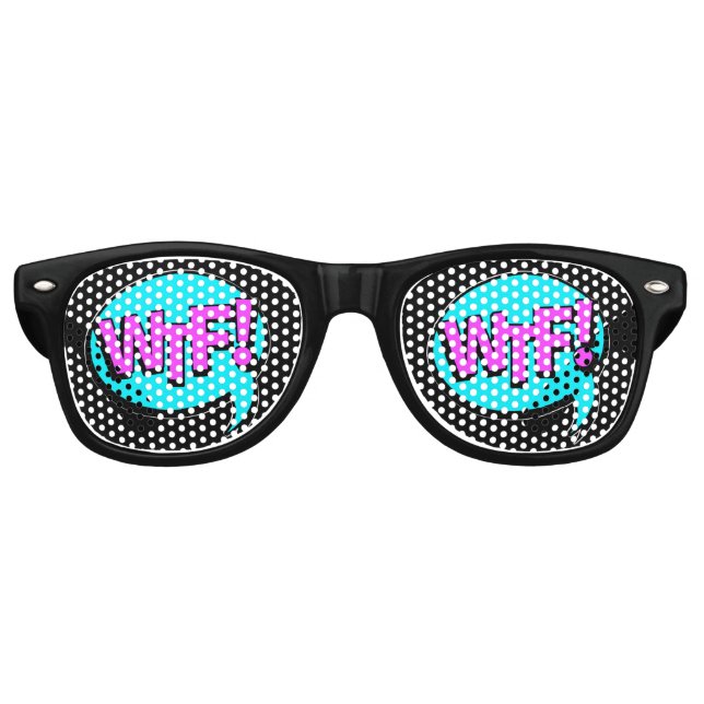 Comic Pop Art Lila blaues WTF Neuartiger Funny Jok Partybrille (Vorderseite)