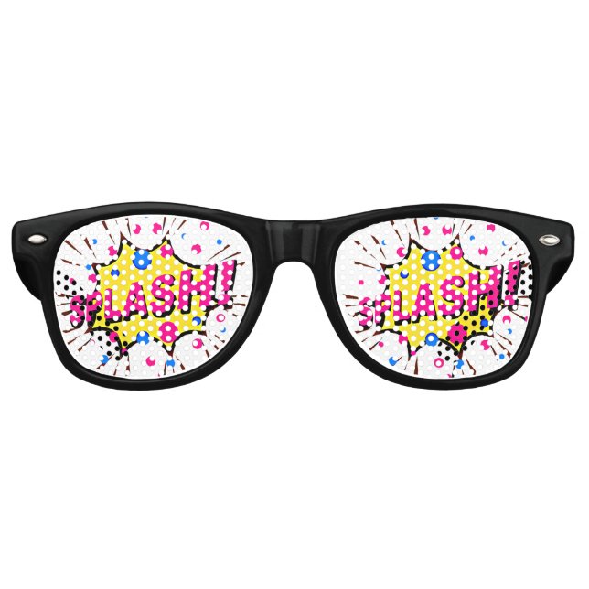 Comic Pop Art Pink Gelb SPLASH Neuartiger Spaß Jon Partybrille (Vorderseite)