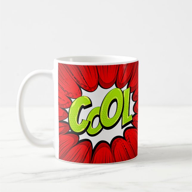 Comic Pop Art Red Green COOL Novelty Funny Kaffeetasse (Links)