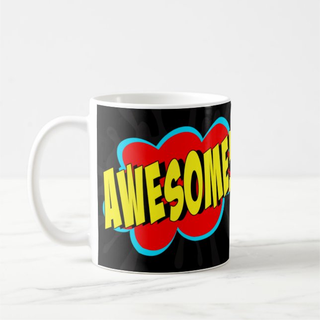 Comic Pop Art Red Yellow PHANTASTISCH Novelle Funn Kaffeetasse (Links)