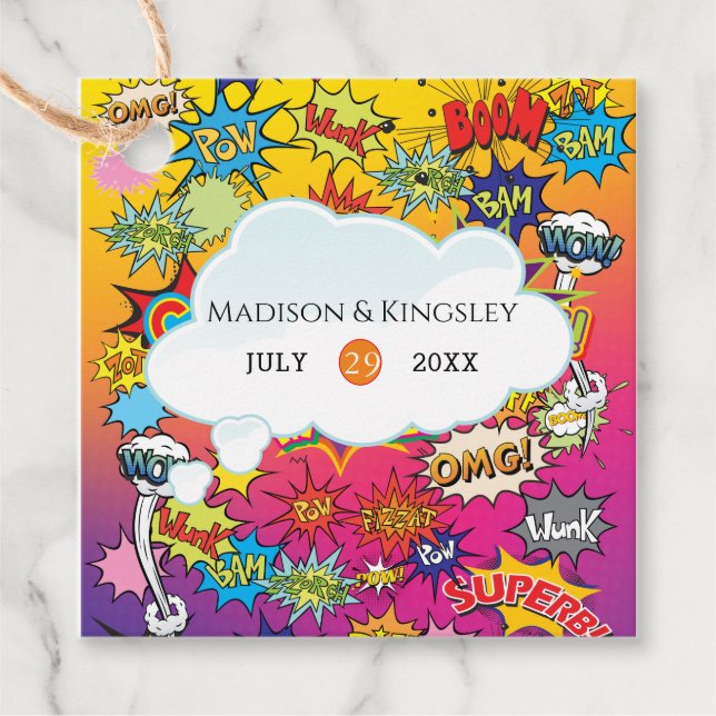 Comic Pop Art Speech Bubble Retro Geschenkanhänger (Vorderseite)