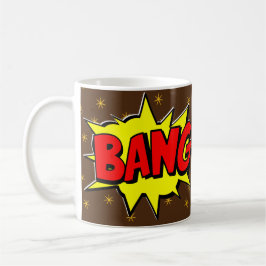 Comic Pop Art Yellow BANG Braun Sterne Neues Kaffeetasse