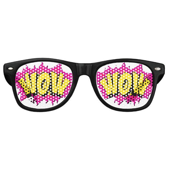 Comic Pop Art Yellow Lila WOW Novelty Funny Joke Partybrille (Vorderseite)