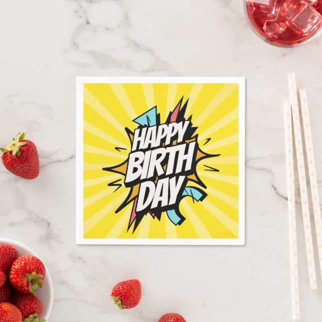 Comic Retro Alles Gute zum Geburtstag! Serviette (Beispiel)