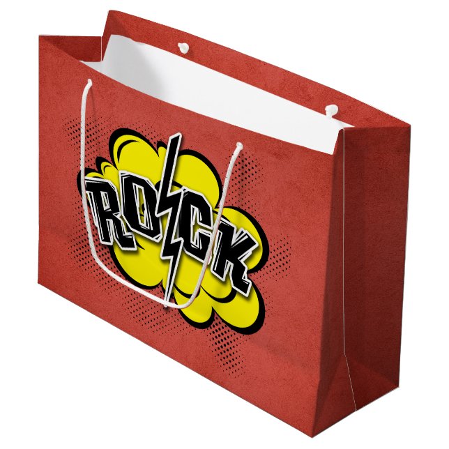 Comic-Rock-Abbildung Große Geschenktüte (Vorderseite Schrägansicht)
