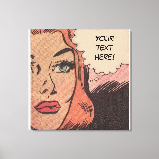 Comic Roy Lichtenstein Style Redhead Leinwanddruck (Vorderseite)