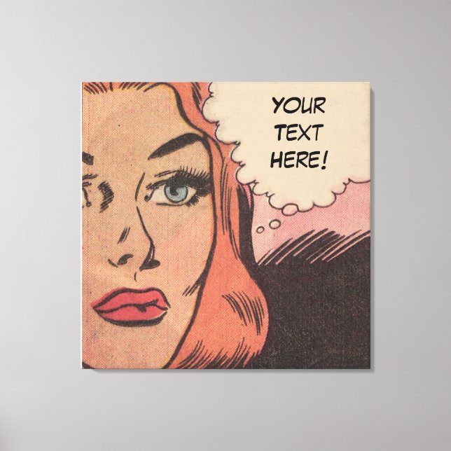 Comic Roy Lichtenstein Style Redhead Leinwanddruck (Vorderseite)