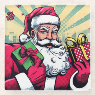Comic Santa/Weihnachten Glasuntersetzer