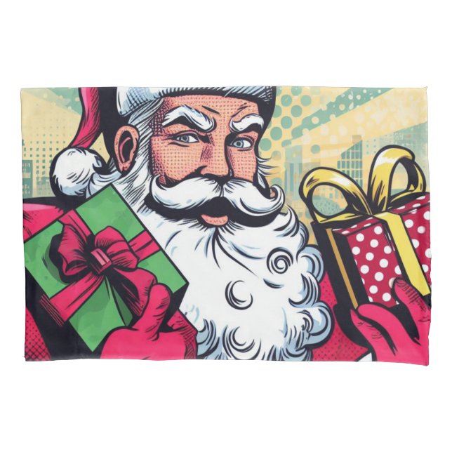 Comic Santa/Weihnachten Kissenbezug (Vorderseite)