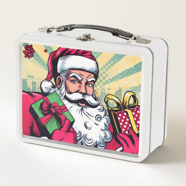 Comic Santa/Weihnachten Metall Brotdose (Vorderseite)