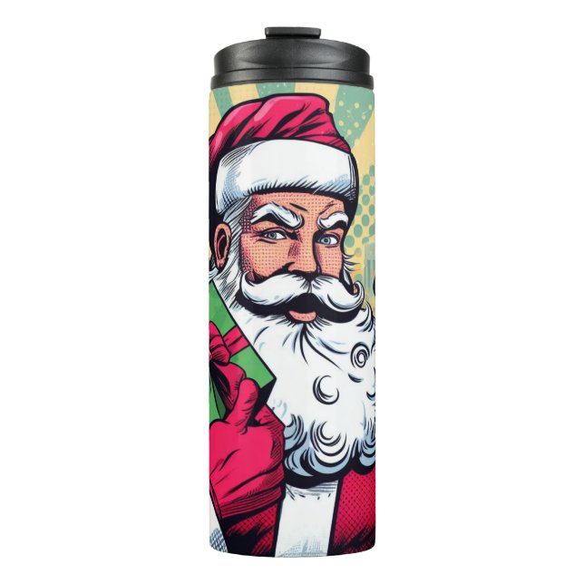 Comic Santa/Weihnachten Thermosbecher (Vorderseite)