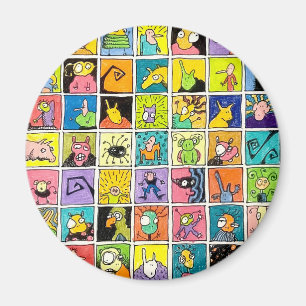 Comic seltsame merkwürdige Gesichter quadratische Magnet