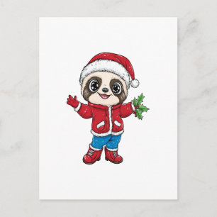 Comic-Sloth mit Weihnachten Postkarte