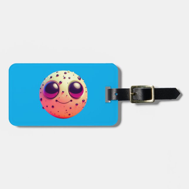 Comic Space Alien Critter Luggage Tag Gepäckanhänger (Vorderseite horizontal)