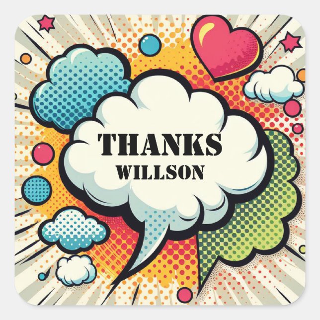 Comic Speech Bubble Pattern Quadratischer Aufkleber (Vorderseite)